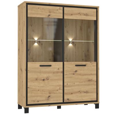 Highboard Trace 16 Artisan Eiche 122x162x42 cm LED Wohnzimmer