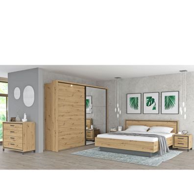 Schlafzimmer Trace 80 Artisan Eiche 6-teilig Schwebetürenschrank