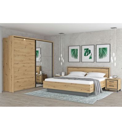 Schlafzimmer Trace 81 Artisan Eiche 5-teilig Schwebetürenschrank