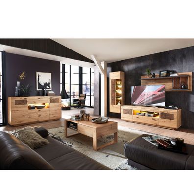 Wohnzimmer Marian 30 Artisan Eiche 5-teilig Hängevitrine Sideboard LED