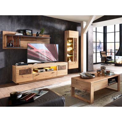 Wohnzimmer Marian 34 Artisan Eiche 4-teilig Hängevitrine Sideboard LED