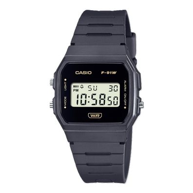 Casio Collection > Damenuhr dunkelgrau Tagesalarm Resin F-91WB-8AEF