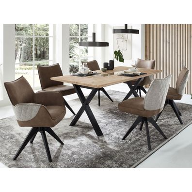 Essgruppe Frederik 60 Artisan Eiche Esstisch + 6x Stuhl Esszimmer