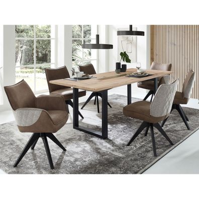 Essgruppe Frederik 61 Artisan Eiche Esstisch + 6x Stuhl Esszimmer