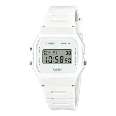 Casio Collection > Damenuhr weiß Tagesalarm Resin F-91WB-7AEF