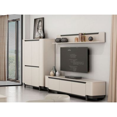 Wohnwand Vicente 21 Sand 336x188x45 cm Lowboard Highboard Wohnzimmer