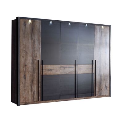 Kleiderschrank Bellino 6 Schlammeiche 261x220x63 cm Schlafzimmer LED