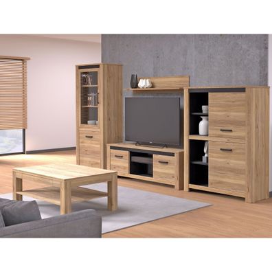 Wohnzimmer Cayden 31 Mauvella Oak 5-teilig Lowboard Highboard Vitrine