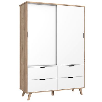 Garderobenschrank Vanadis 6 weiß 140x202x53 cm Schlafzimmer