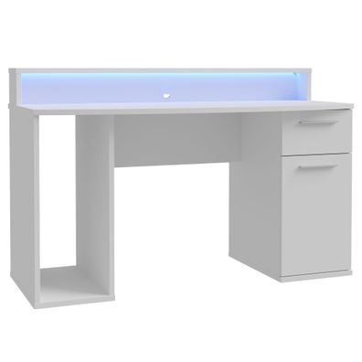 Gamingtisch Anouk 1 Weiß 140x92x65 cm LED Bürotisch PC-Tisch