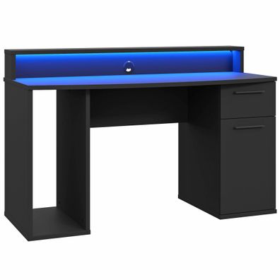 Gamingtisch Anouk 1 Schwarz 140x92x65 cm LED Bürotisch PC-Tisch