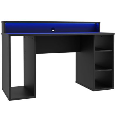 Gamingtisch Anouk 2 Schwarz 140x92x65 cm LED Bürotisch PC-Tisch