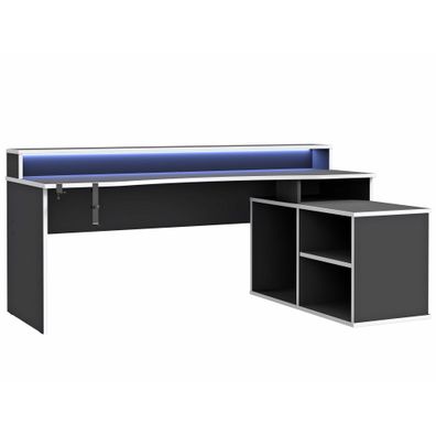 Gamingtisch Anouk 8 Schwarz/Weiß 200x94x129 cm LED Bürotisch PC-Tisch