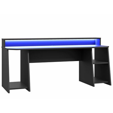 Gamingtisch Anouk 9 Schwarz 200x92x72 cm LED Bürotisch PC-Tisch