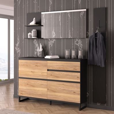 Garderobe Quinto 13 Mauvella Oak 200x190x35 cm Schuhschrank Diele