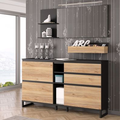 Garderobe Quinto 14 Mauvella Oak 180x200x35 cm Schuhschrank Diele