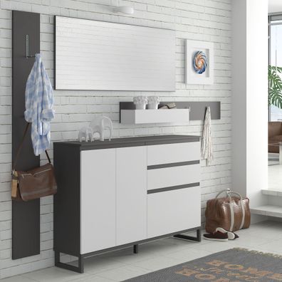 Garderobe Quincy 10 Secret Grey 200x190x35 cm Schuhschrank Diele