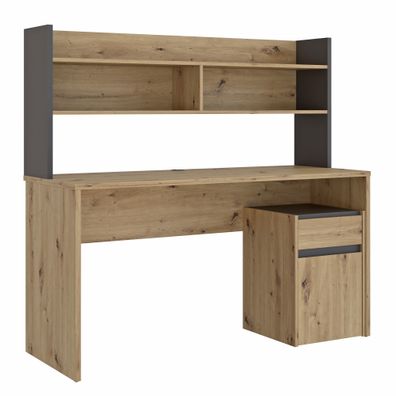 Schreibtisch mit Aufsatz Moreno 5 Artisan Oak 110x133x53 cm Bürotisch