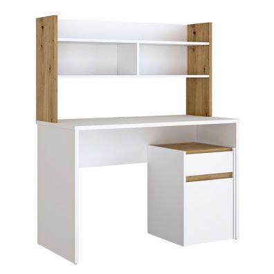 Schreibtisch mit Aufsatz Moreno 7 Weiß 110x133x53 cm Bürotisch Büro