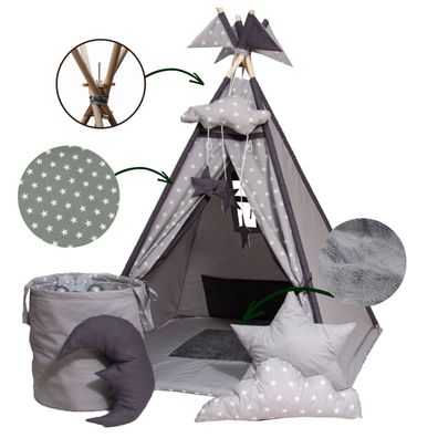 Kinder Teepee Tipi für Kinder Indianerzelt Spielzelt Premium ÖKO-TEX