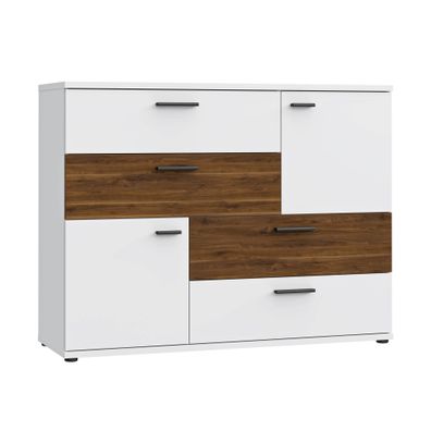 Kommode Skip 7 Weiß Hochglanz 125x96x42 cm Sideboard Wohnzimmerkommode