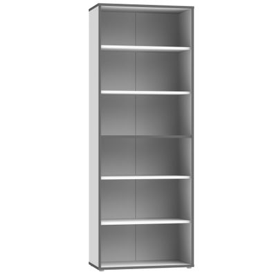 Regal Keijo 6 Weiß Wolfram Grey 85x227x42 cm Regal Regalschrank Büro