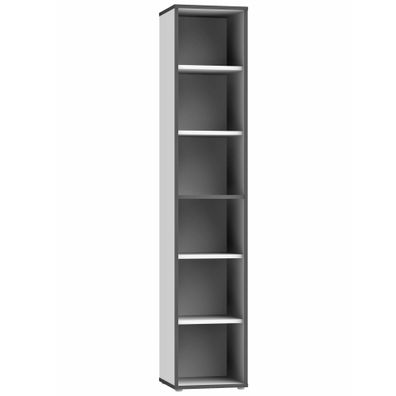 Regal Keijo 7 Weiß Wolfram Grey 45x227x42 cm Regal Regalschrank Büro