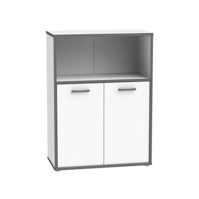 Schrank Keijo 9 Weiß Wolfram Grey 85x115x42 cm Regal Regalschrank