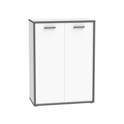 Schrank Keijo 10 Weiß Wolfram Grey 85x115x42 cm Regal Regalschrank