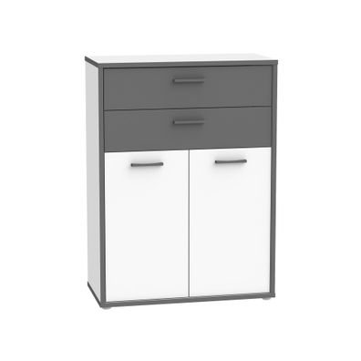 Schrank Keijo 11 Weiß Wolfram Grey 85x115x42 cm Regal Regalschrank