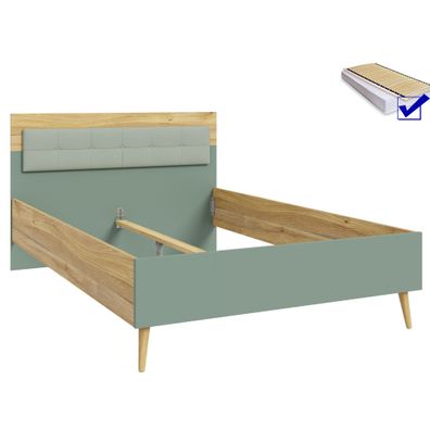 Jugendbett Wenke 13 Salbei 140x200 cm Matratze Lattenrost Bettgestell