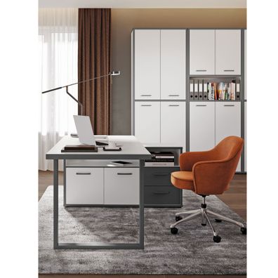 Arbeitszimmer Keijo 25 Weiß Wolfram Grey 3-teilig Bürozimmer Büro