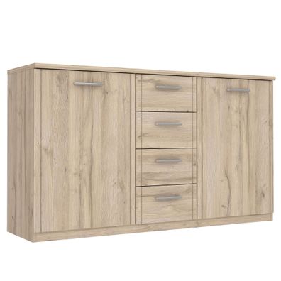 Sideboard Glenn 3 Bianco Eiche 147x84x41 cm Kommode Schlafzimmer