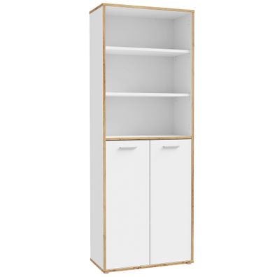 Regalschrank Keijo 4 Weiß Artisan Oak 85x227x42 cm Büroschrank Büro