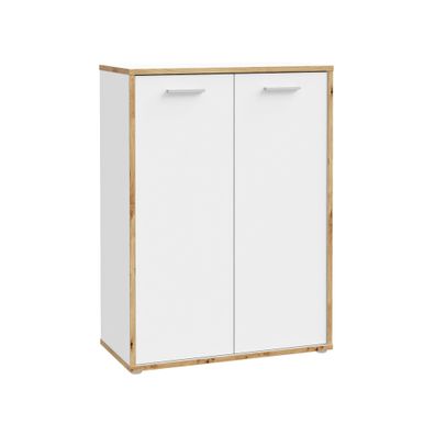 Schrank Keijo 10 Weiß Artisan Oak 85x115x42 cm Regal Regalschrank