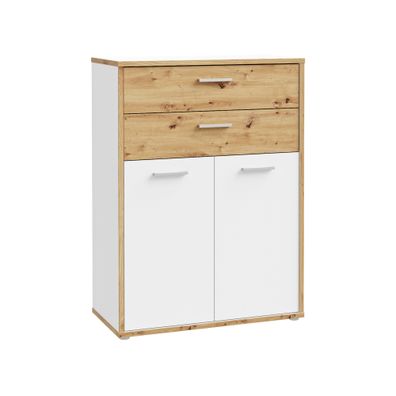 Schrank Keijo 11 Weiß Artisan Oak 85x115x42 cm Regal Regalschrank