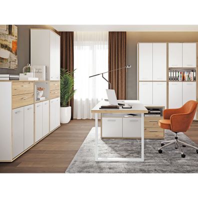 Arbeitszimmer Keijo 23 Weiß Artisan Oak 6-teilig Bürozimmer Büro