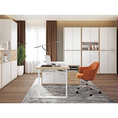 Arbeitszimmer Keijo 41 Weiß Artisan Oak 6-teilig Bürozimmer Büro