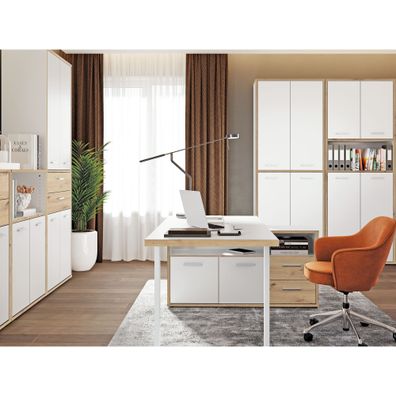 Arbeitszimmer Keijo 42 Weiß Artisan Oak 5-teilig Bürozimmer Büro