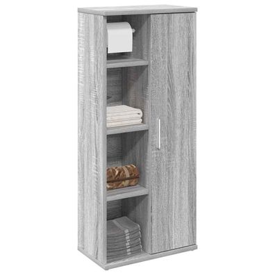 vidaXL Badezimmerschrank mit Rollenhalter Grau Sonoma 39x22x90 cm