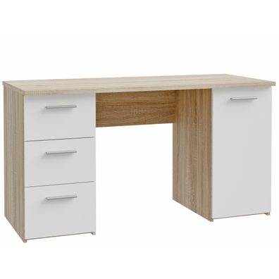 Schreibtisch Nala 1 Sonoma Oak Weiß 139x74x60 cm Bürotisch PC-Tisch