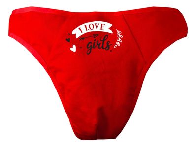 Herren String Tanga bedruckt mit "I love girls"