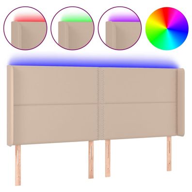 vidaXL LED Kopfteil Cappuccino-Braun 183x16x118/128cm Kunstleder