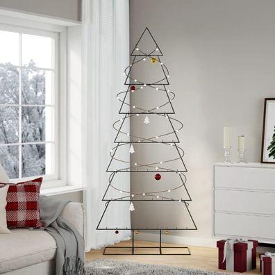 vidaXL Metall-Weihnachtsbaum zum Dekorieren Schwarz 210 cm