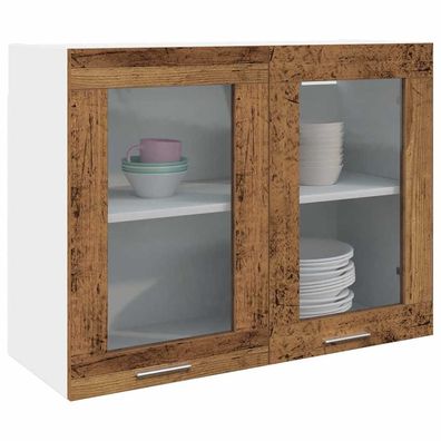 vidaXL Hängeglasschrank Altholz-Optik 80x31x60 cm Holzwerkstoff