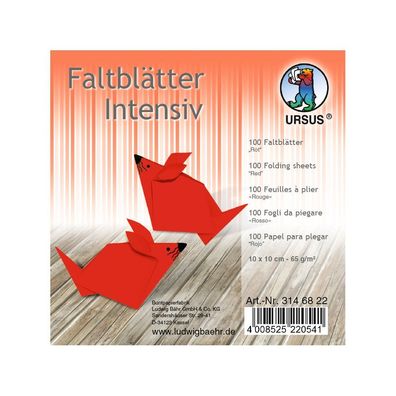 URSUS Falten Faltblätter rot, 65g, 10x10cm