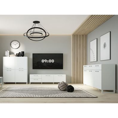 Wohnzimmer Simke 16 Secret Grey 3-teilig Highboard Lowboard Sideboard