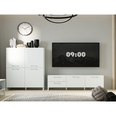 Wohnzimmer Simke 17 Secret Grey 2-teilig Highboard Lowboard Wohnzimmer