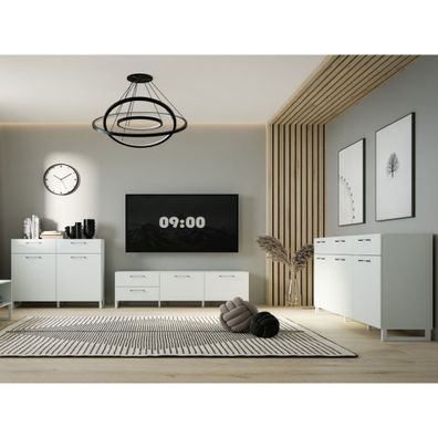 Wohnzimmer Simke 19 Secret Grey 3-teilig Lowboard Sideboard Wohnzimmer