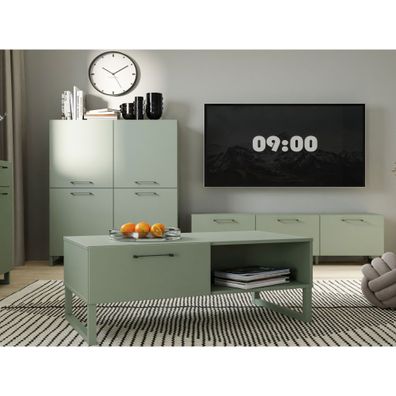 Wohnzimmer Sina 13 Salbei 3-teilig Highboard Lowboard Kommode